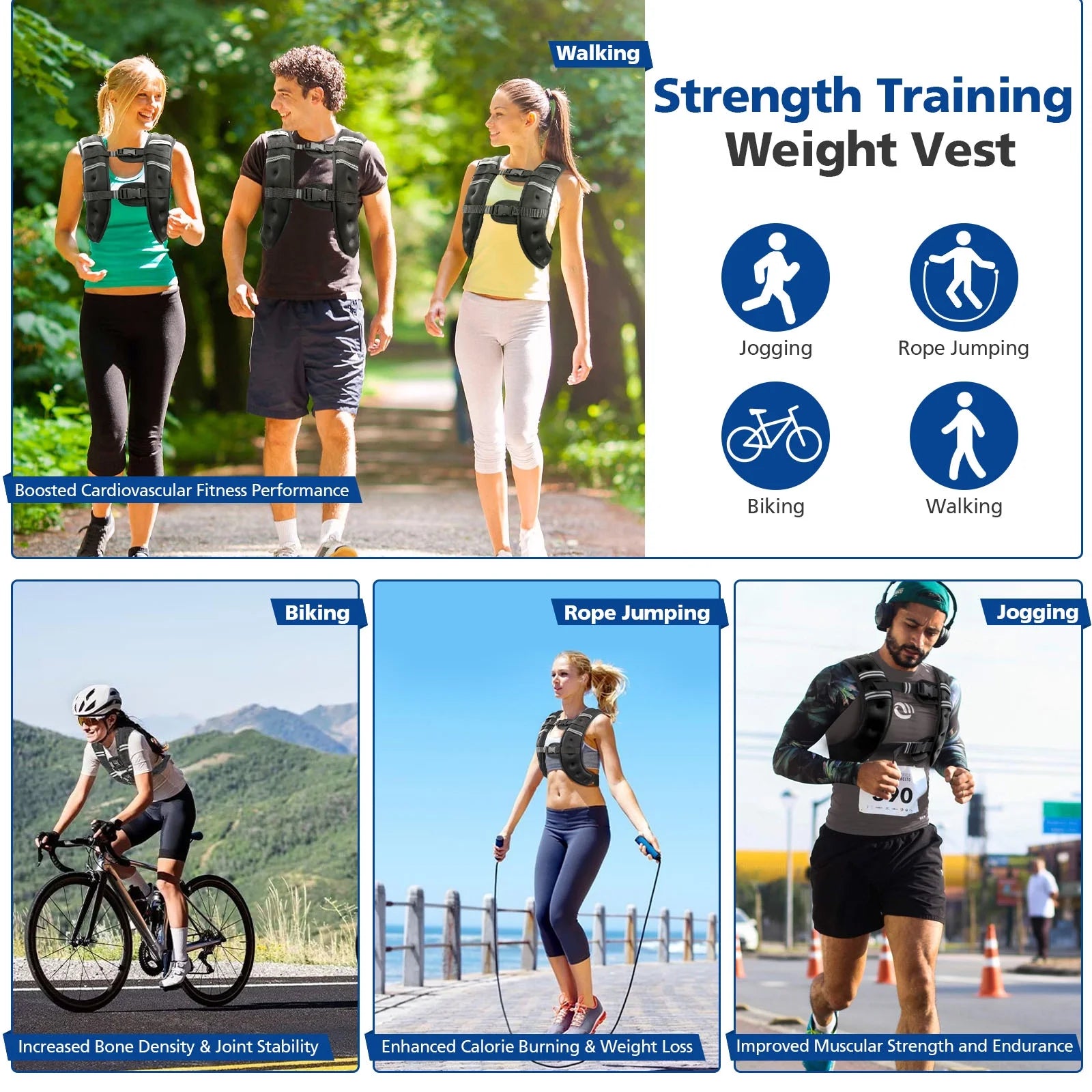 Weighted Vest 12 Lb Weight Vest for Woman Men Sport Weighted Vest with Reflective Stripe Adjustable Buckle Straps Mesh Pocket for Strength Training Running