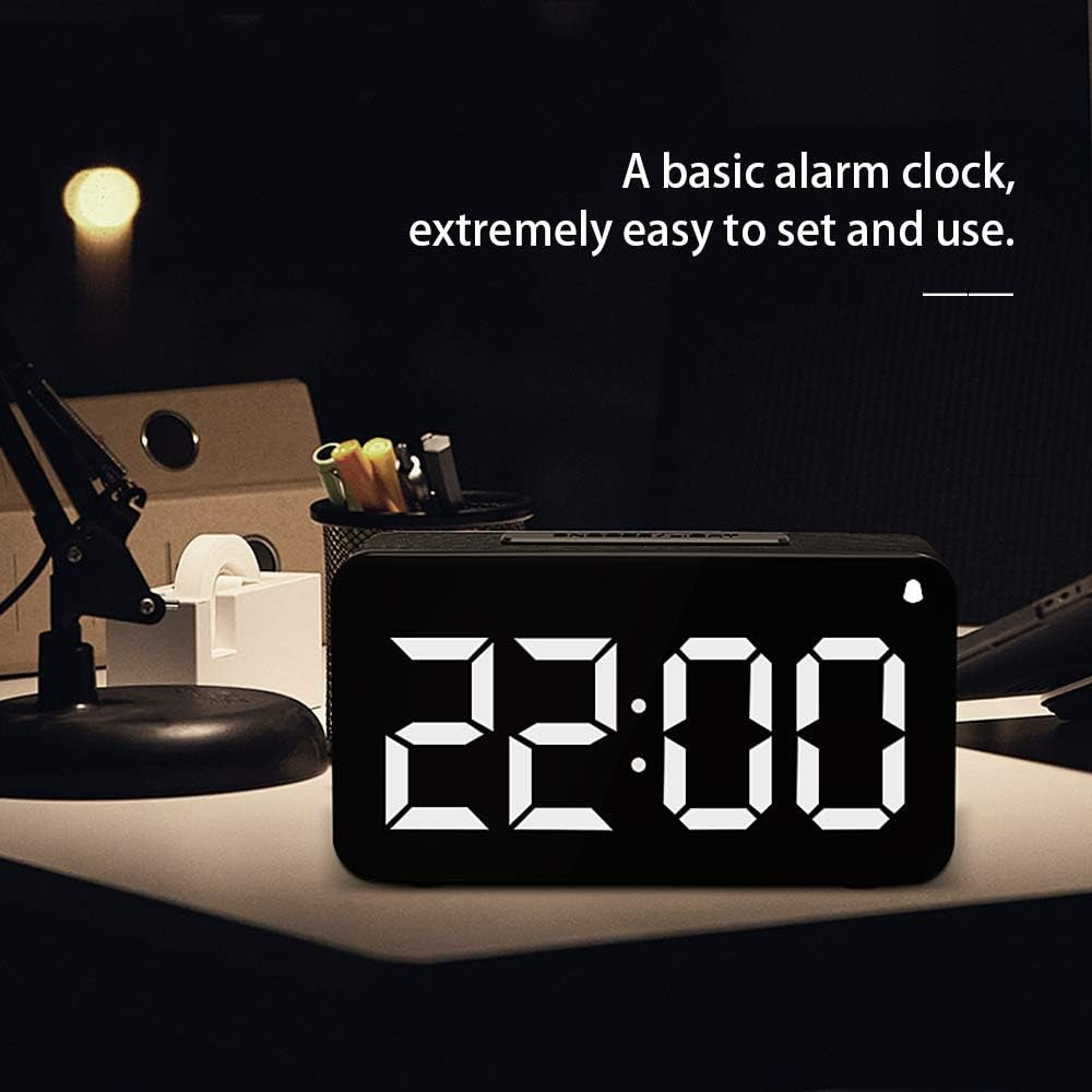 Digital Alarm Clock, Alarm Clock for Bedroom with Adjustable Brightness Dimmer, Large LED Screen Display,Snooze,12/24Hr,Easy Electric beside Clock with Adapter, Desk Clock for Kids and Adults