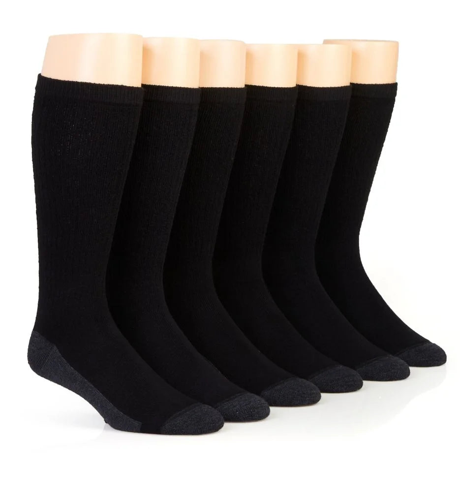 Men'S  ULC186 Ultimate Ultra Cushion Crew Socks - 6 Pack (Black 6-12)