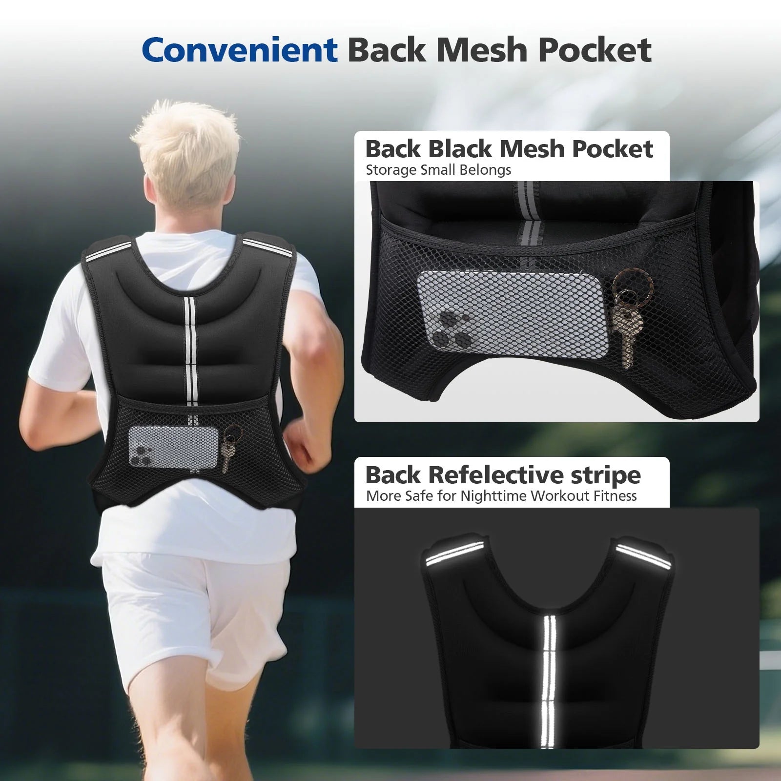 Weighted Vest 12 Lb Weight Vest for Woman Men Sport Weighted Vest with Reflective Stripe Adjustable Buckle Straps Mesh Pocket for Strength Training Running