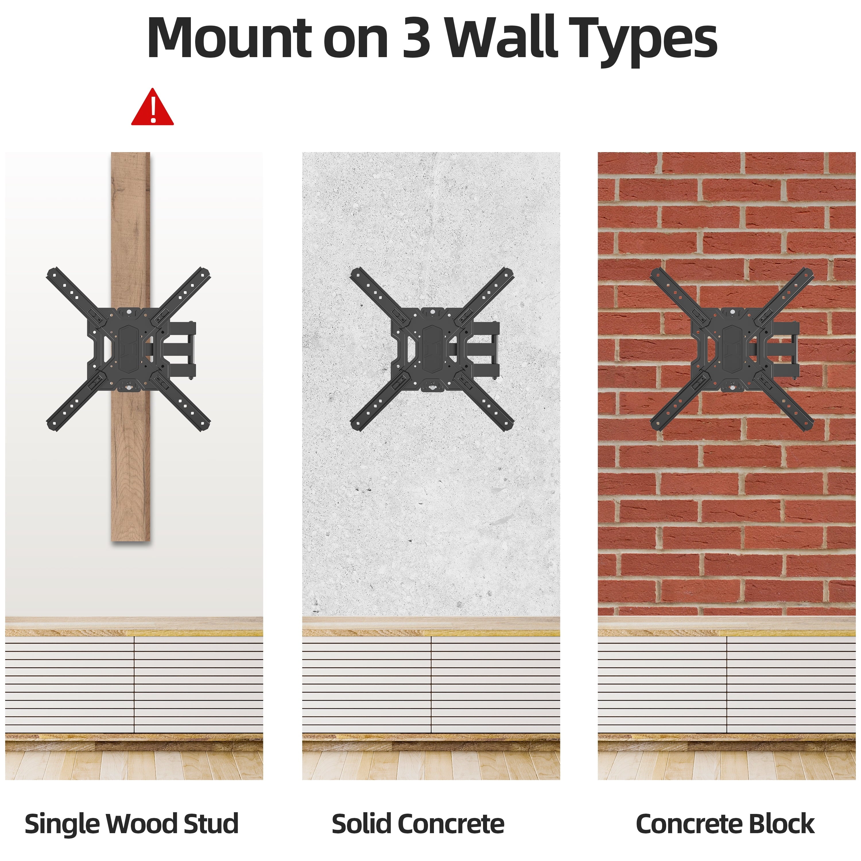 Full Motion TV Wall Mount Bracket with Swivel Arm for 23 to 55 Inch Tvs, Holds up to 77 Lbs