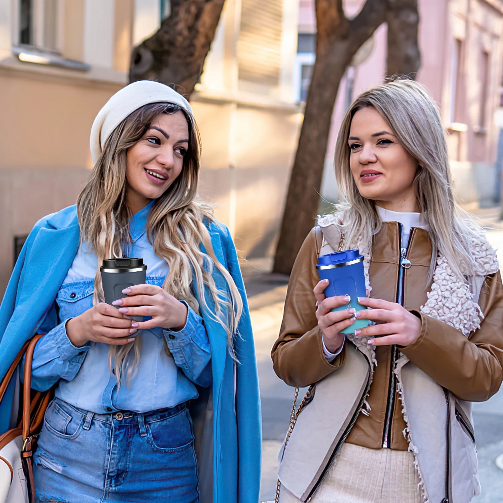 Travel Coffee Mug 13 Floz Insulated Coffee Cup with Lid Reusable Leak Proof Coffee Tumbler Stainless Steel Vacuum Gradient Colorful Thermos Cup Thermal Keeps Cold and Hot for Coffee/Tea