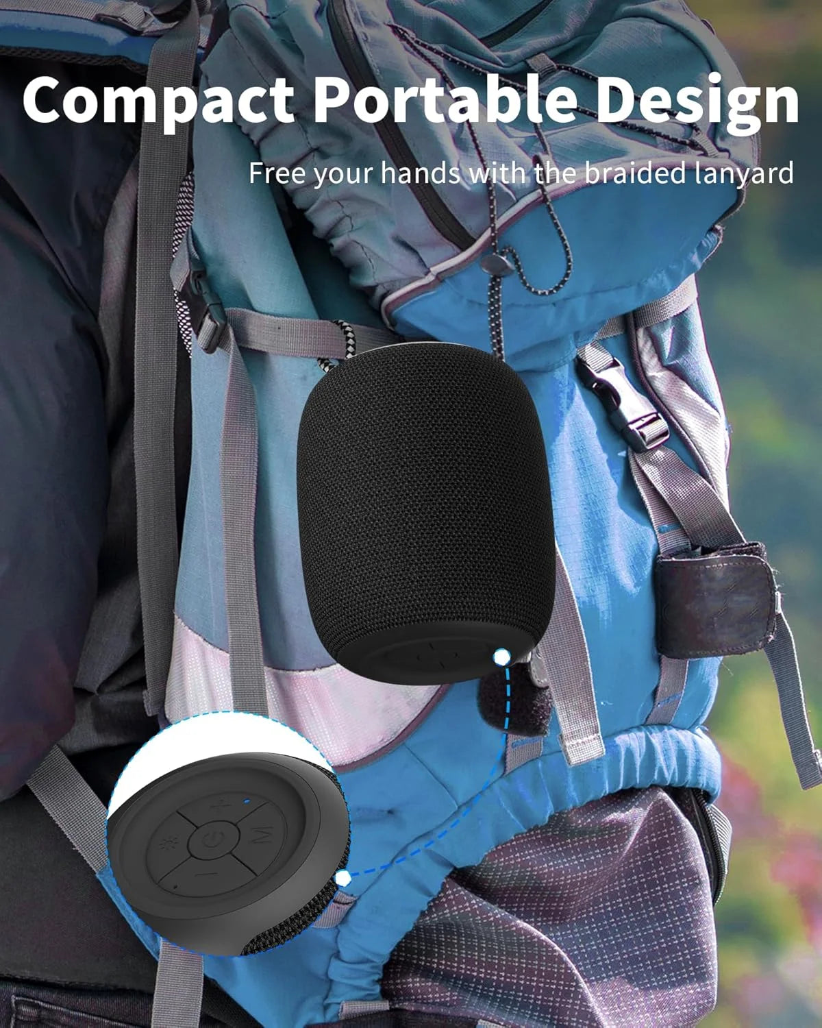 Bluetooth Speaker, IPX7 Waterproof Portable Bluetooth Speaker with 15W Immersive Audio, 30H Playtime, LED Light, Bluetooth 5.3, Support TWS, Wireless Speakers for Outdoor Camping Home