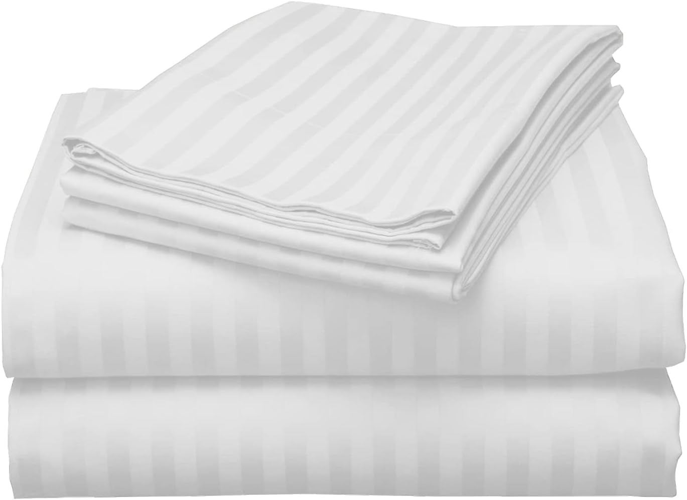 Sheet Set Full XL Size 500 Thread Count 4 Piece Sheet Set Egyptian Cotton Sheet Sateen Weave Fits Mattress Upto 15 Inch Deep Pocket White Stripe