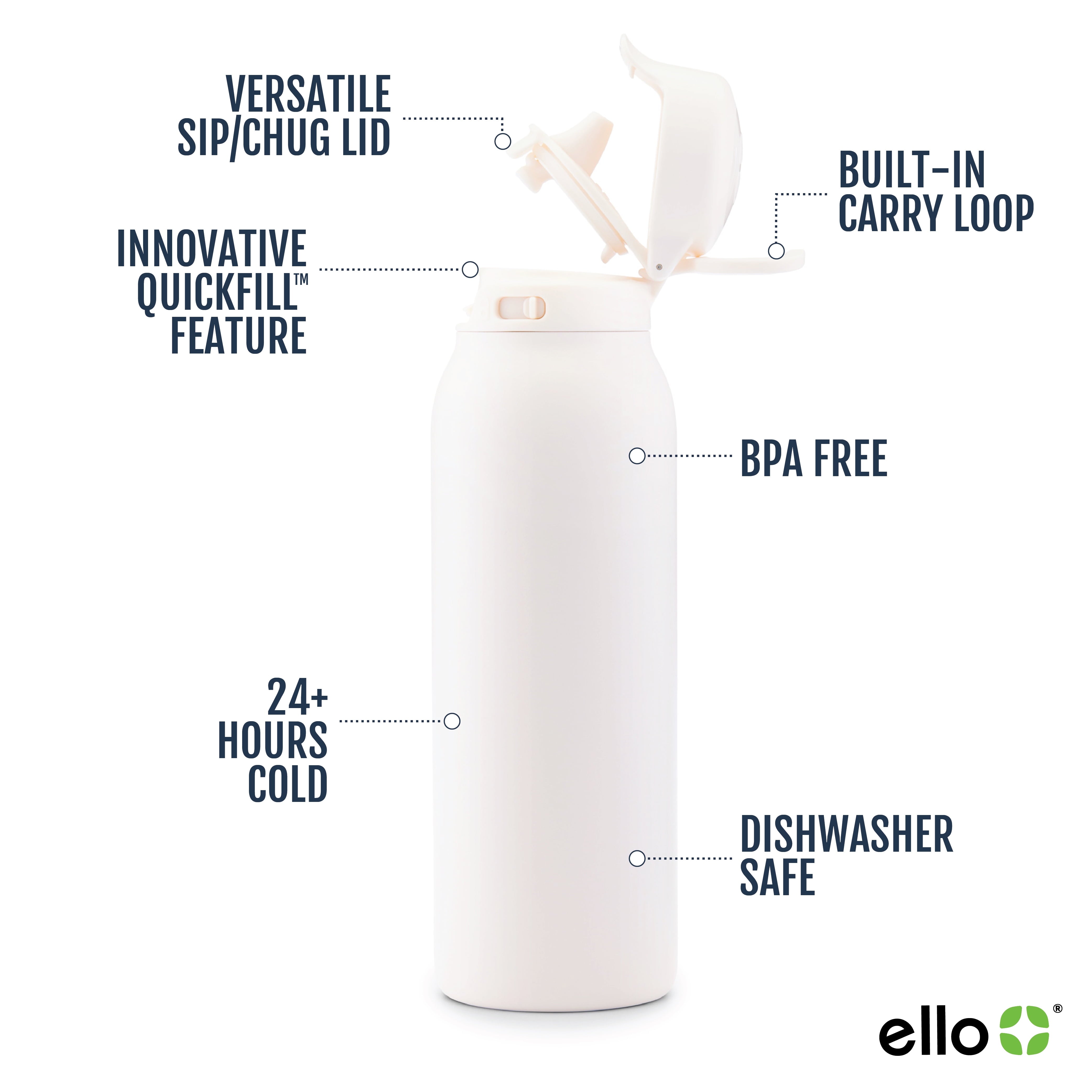 Flip & Fill 32Oz Stainless Steel Water Bottle, Cream