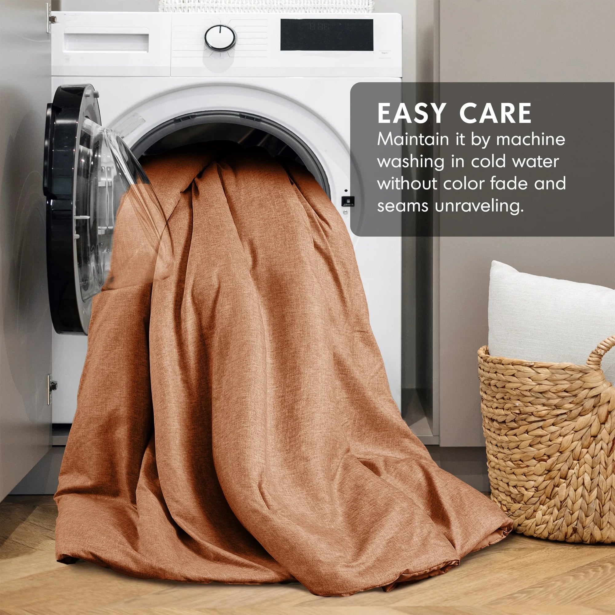 Twin/Twin-Xl Comforter Sets, Reversible 2 Piece Extra Soft Dorm Bedding Set, Chambray Print Burnt Orange Comforter Bed Set with Pillow Shams