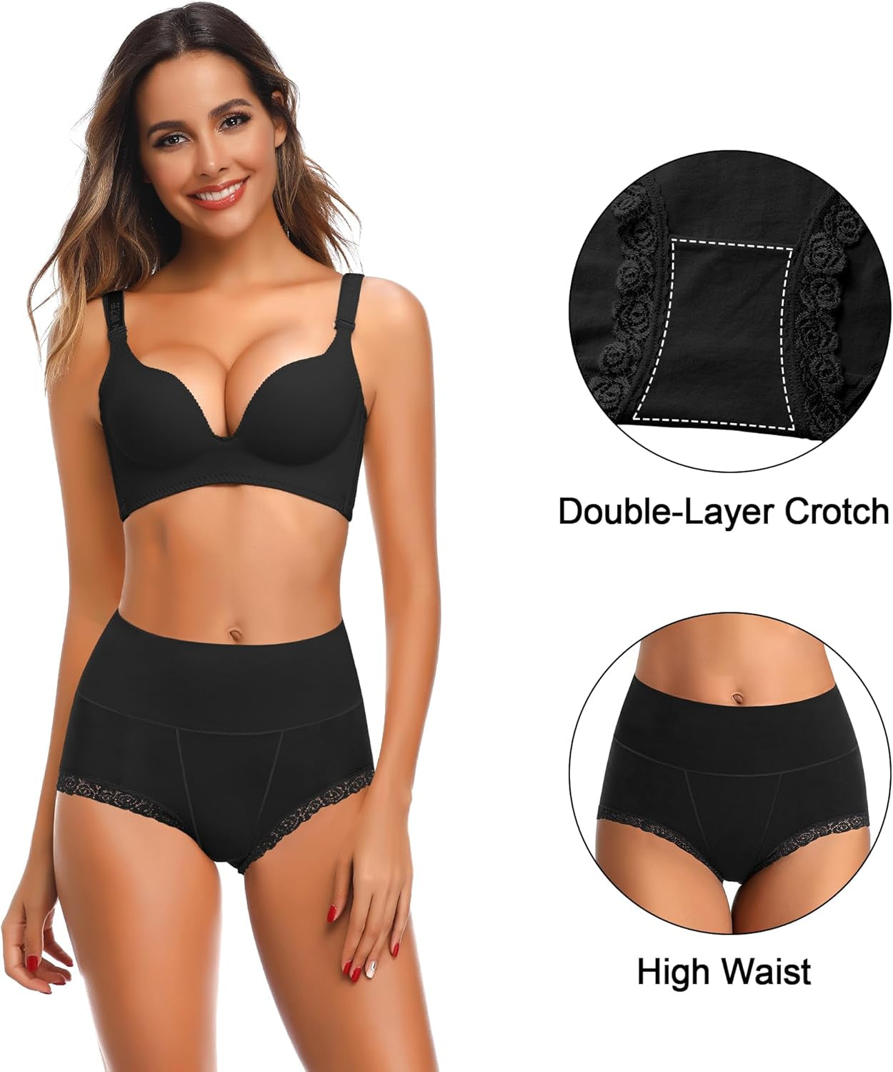 Women'S Cotton Underwear,Ladies Soft Stretch Tummy Control Comfy No Muffin Panties Boyshorts