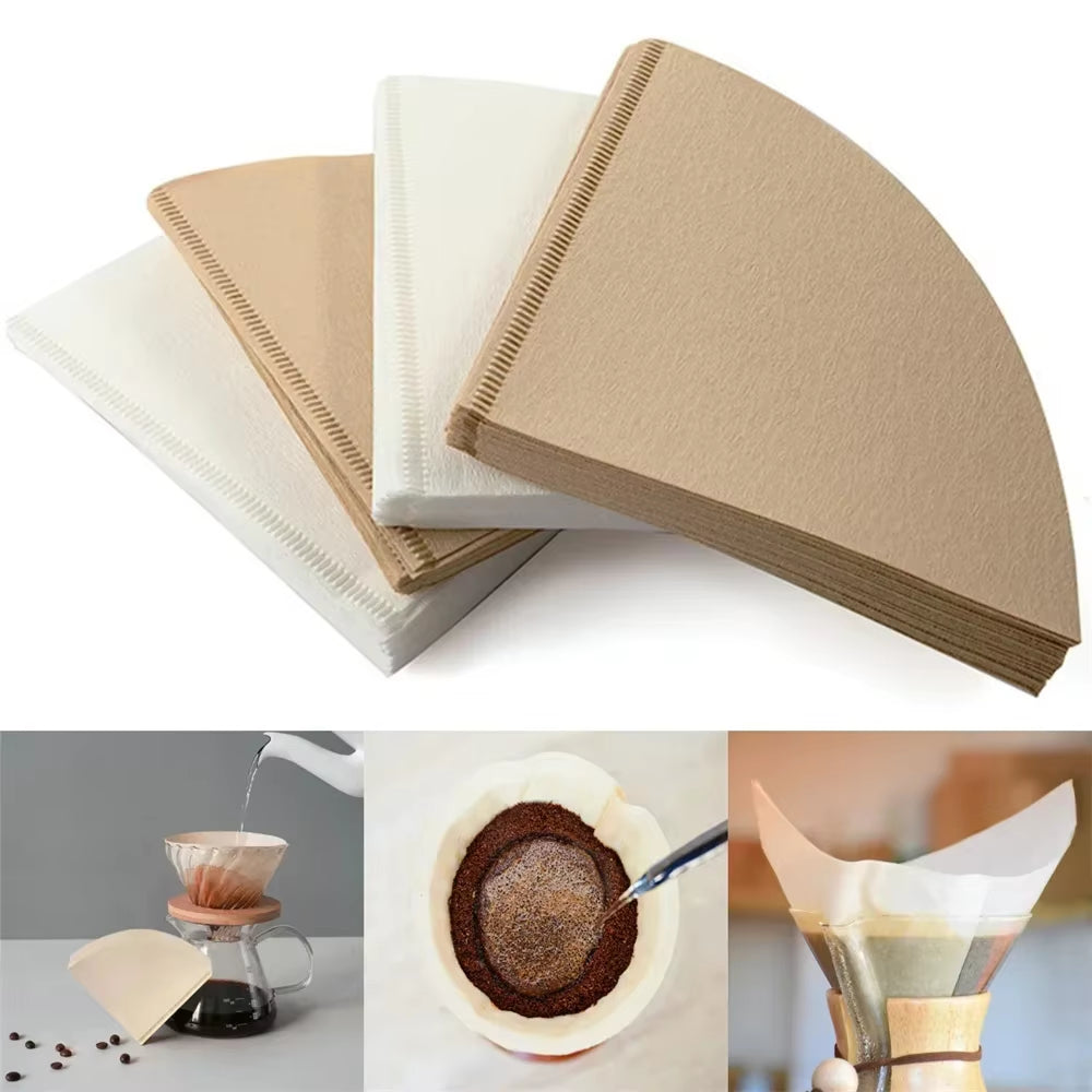 40/100 PCS V-Shaped Coffee Filter Paper Coffee Cup Filter Paper 1-4 Pieces of Hand Brewed Coffee Pot Filter Paper Coffee Pot
