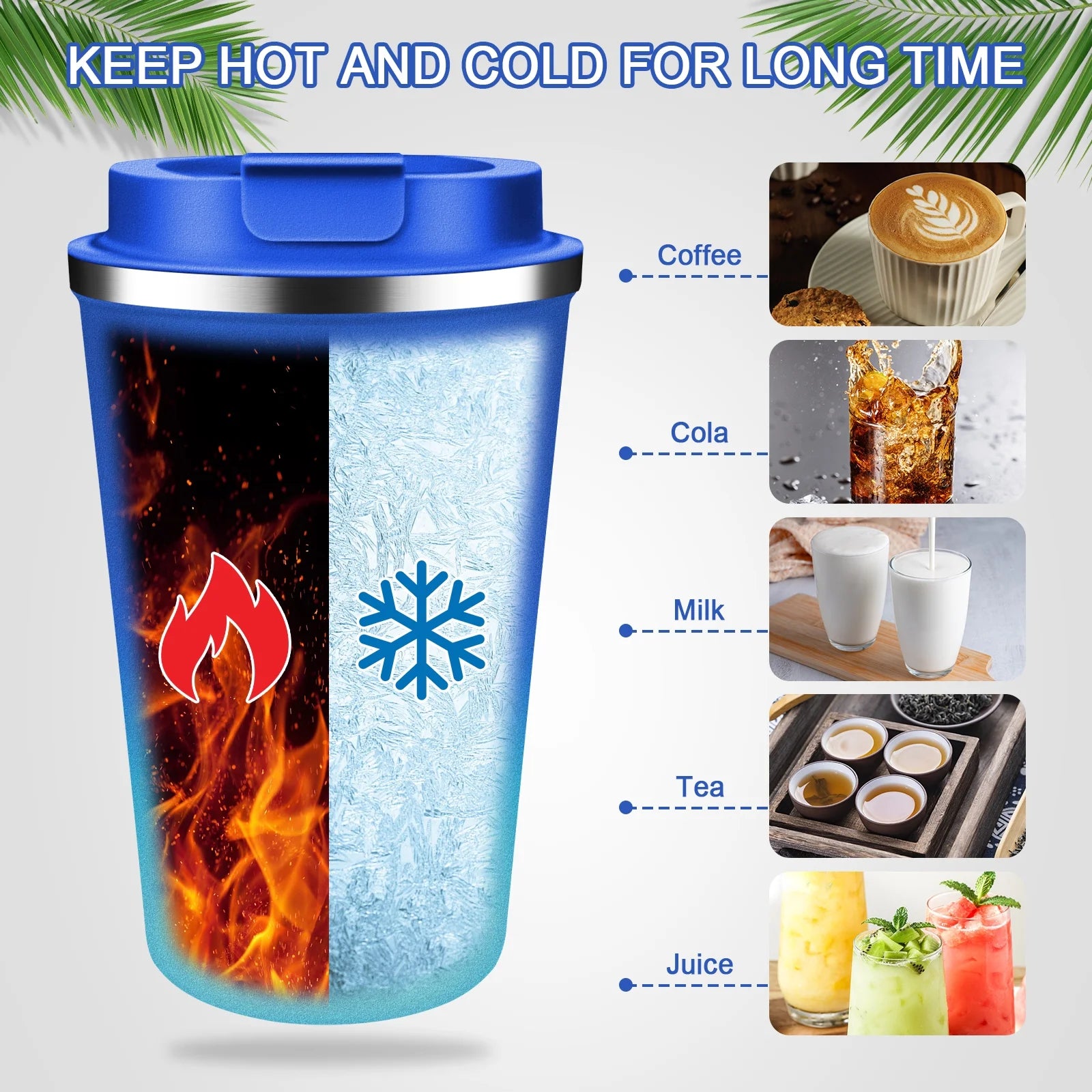 Travel Coffee Mug 13 Floz Insulated Coffee Cup with Lid Reusable Leak Proof Coffee Tumbler Stainless Steel Vacuum Gradient Colorful Thermos Cup Thermal Keeps Cold and Hot for Coffee/Tea