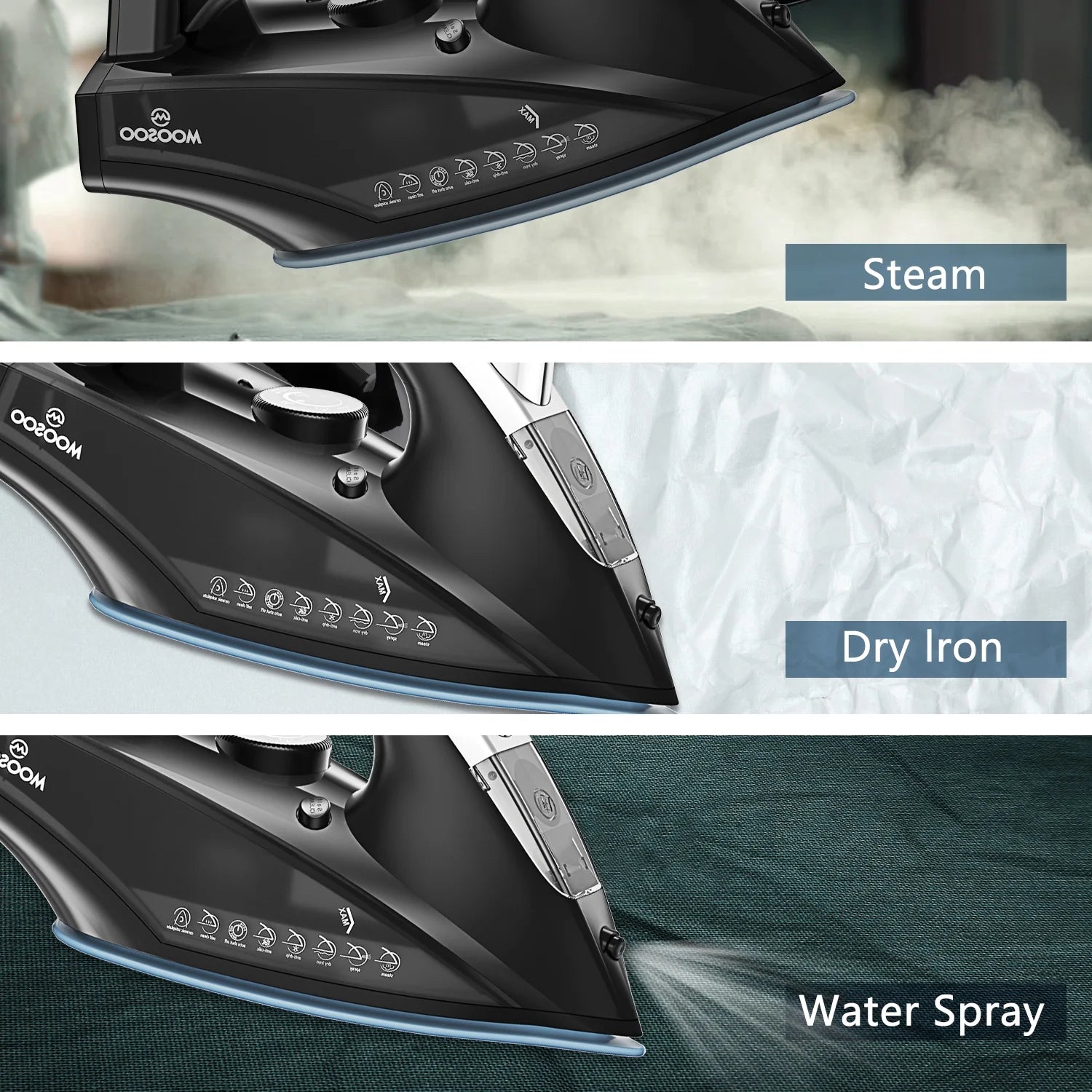 Steam Iron 1800W Dry Iron Lightweight Anti-Drip Iron with Auto-Off, ST1800