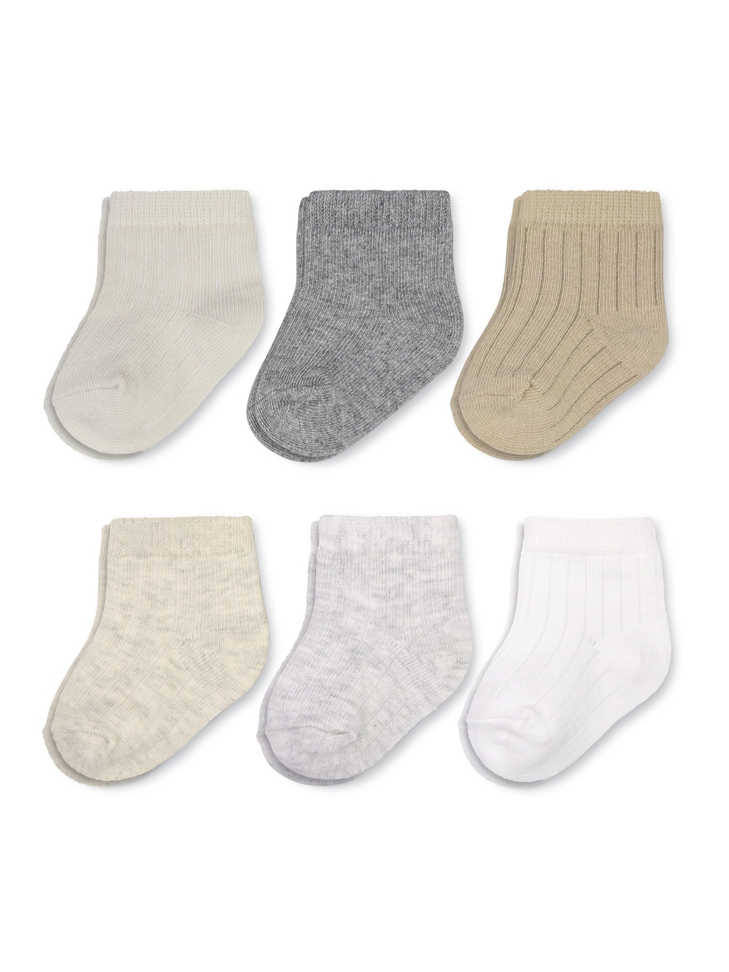 , Infant Baby Boy Ribbed Crew Socks, 6 Pack, Size 0-12 Months