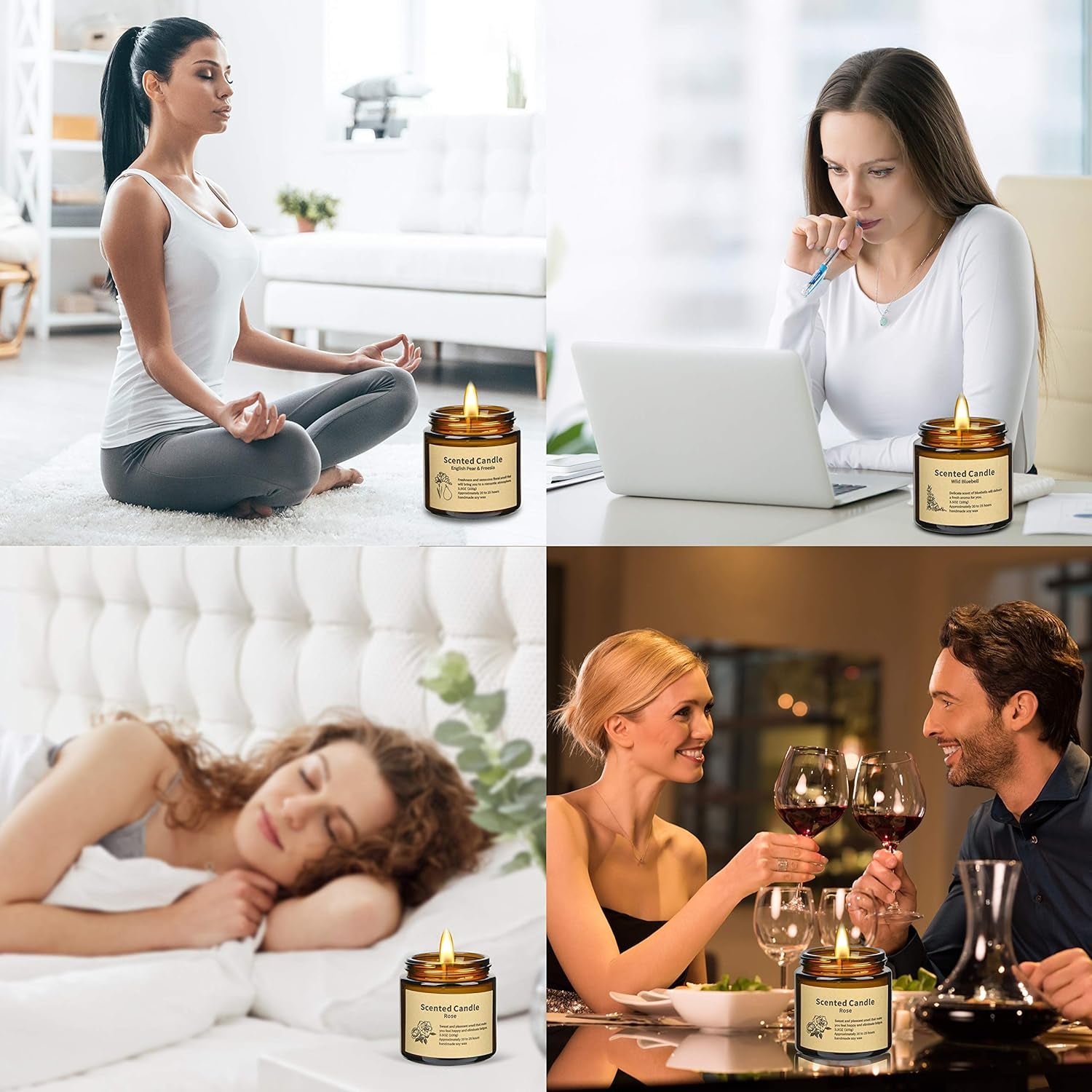 Scented Candles,  Long Lasting Aromatherapy Glass Jar Candles 2 Pack, Birthday Gifts for Women, Glass Jar Soy Candles for Home Scented, Gift Box for Birthday and House Decorate (3Pack)