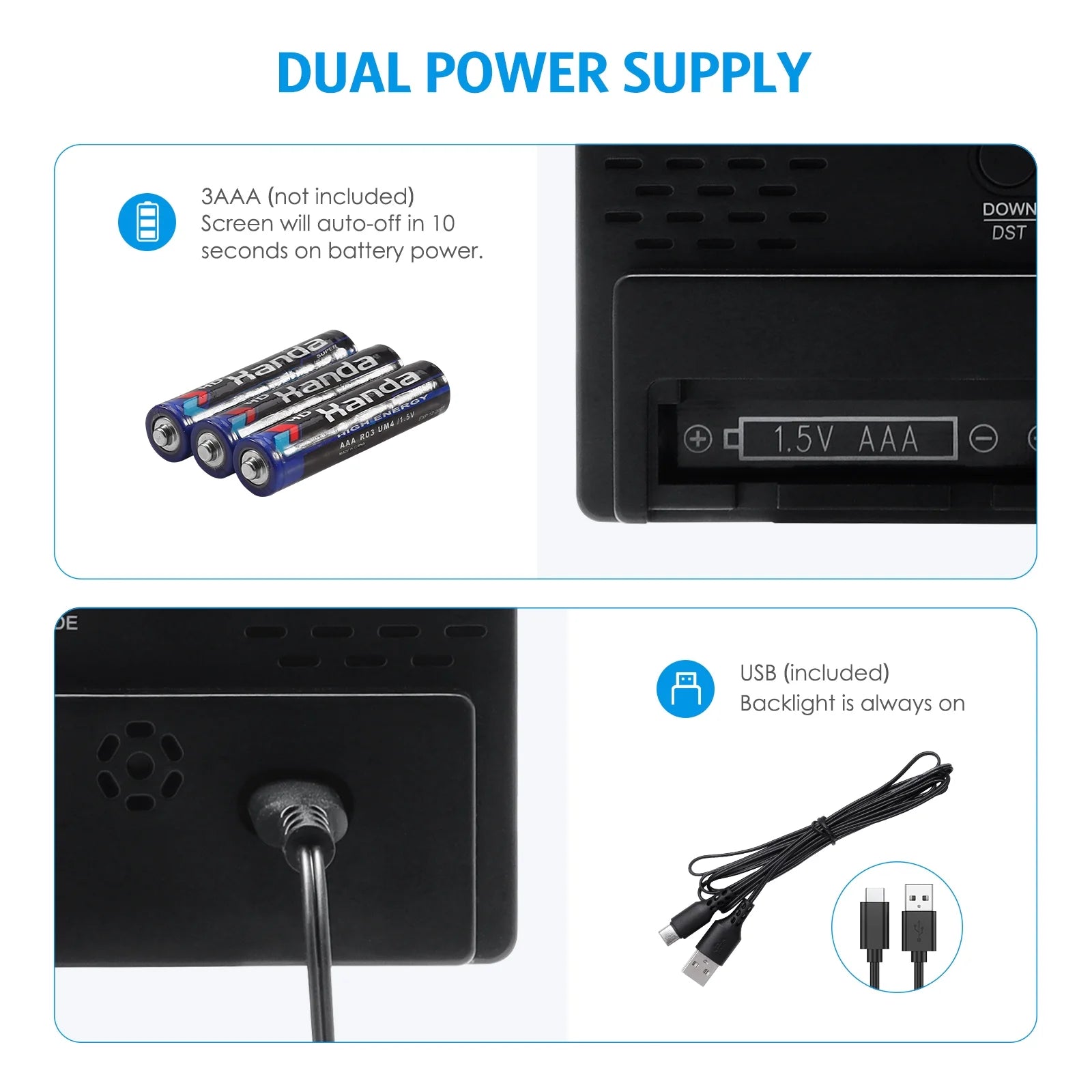 Alarm Clock,  Digital Alarm Clock with Brightness Adjustable DST 12/24H Snooze Alarm Clock for Bedroom Kids Office School