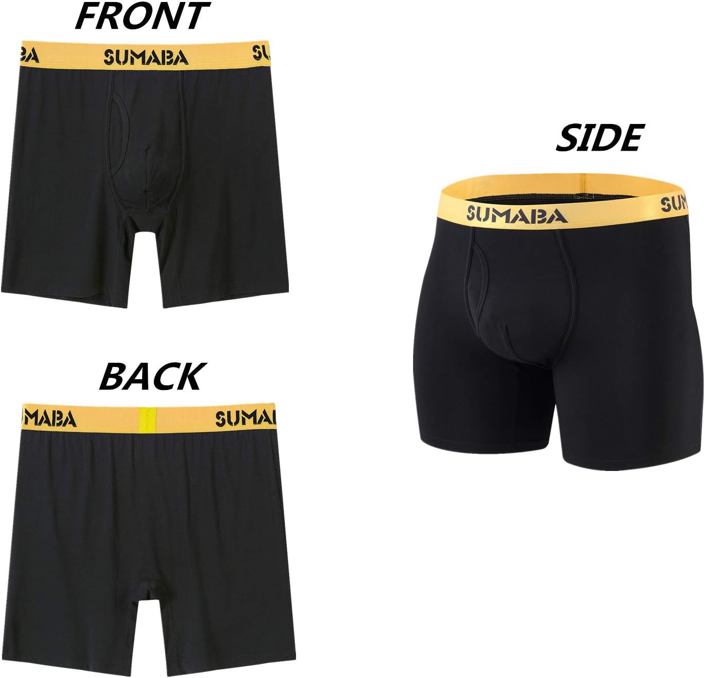 Men'S Underwear Breathable Long Leg No Ride-Up Boxer Briefs for Men Open Fly M L XL 2XL 3XL