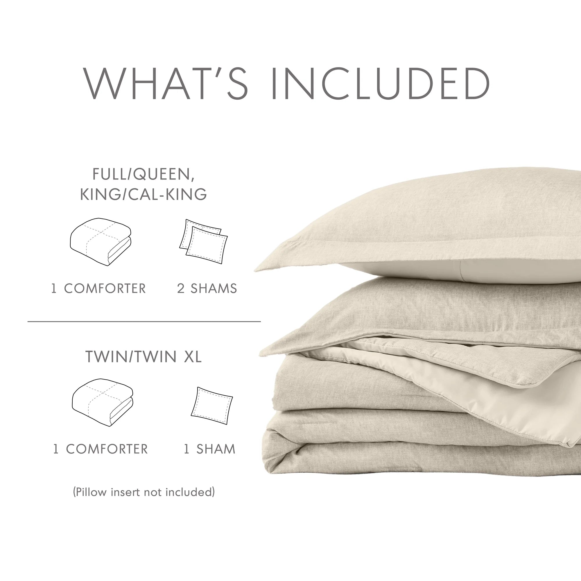 Full/Queen Comforter Sets, Reversible 3 Piece Extra Soft Bedding Set, Chambray Print Neutral Comforter Bed Set with Pillow Shams