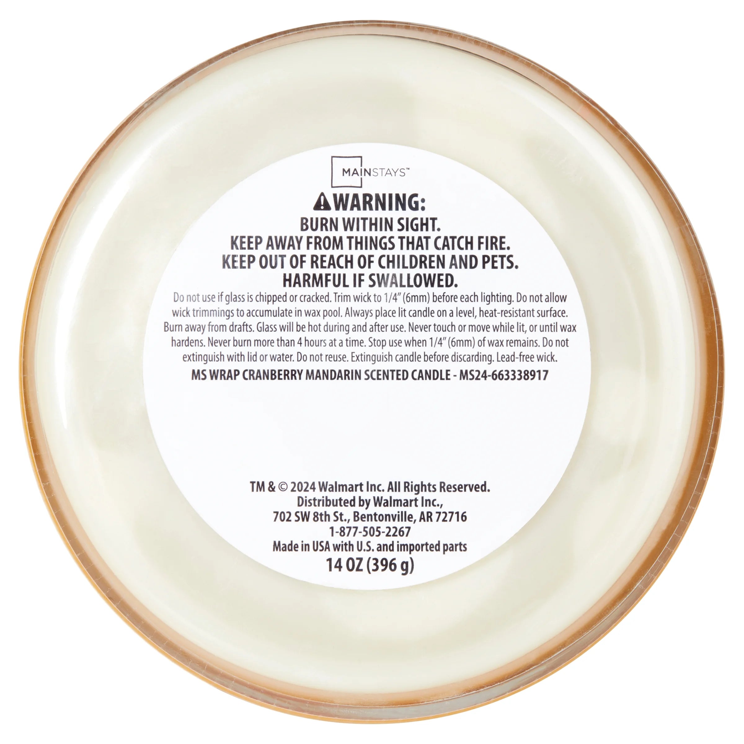 (1 Pack)  3-Wick Textured Wrapped Cranberry Mandarin Scented Candle, 14 Oz