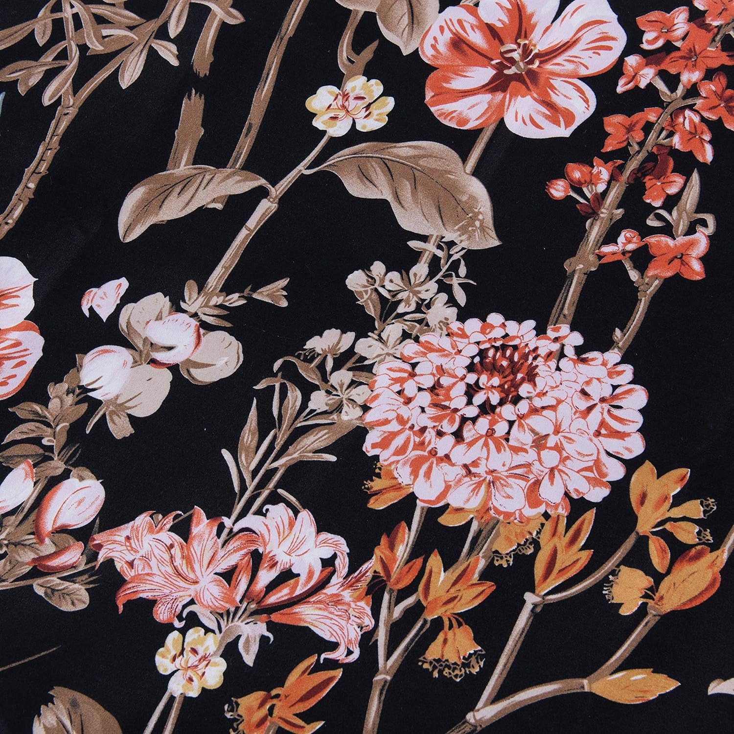 Black Floral Duvet Cover Set Twin Comforter Cover Set 2 Pieces Bedding (1 Comforter Cover 68"X90" with 1 Pillow Sham) Soft Lightweight Bedding Set Hotel Quality