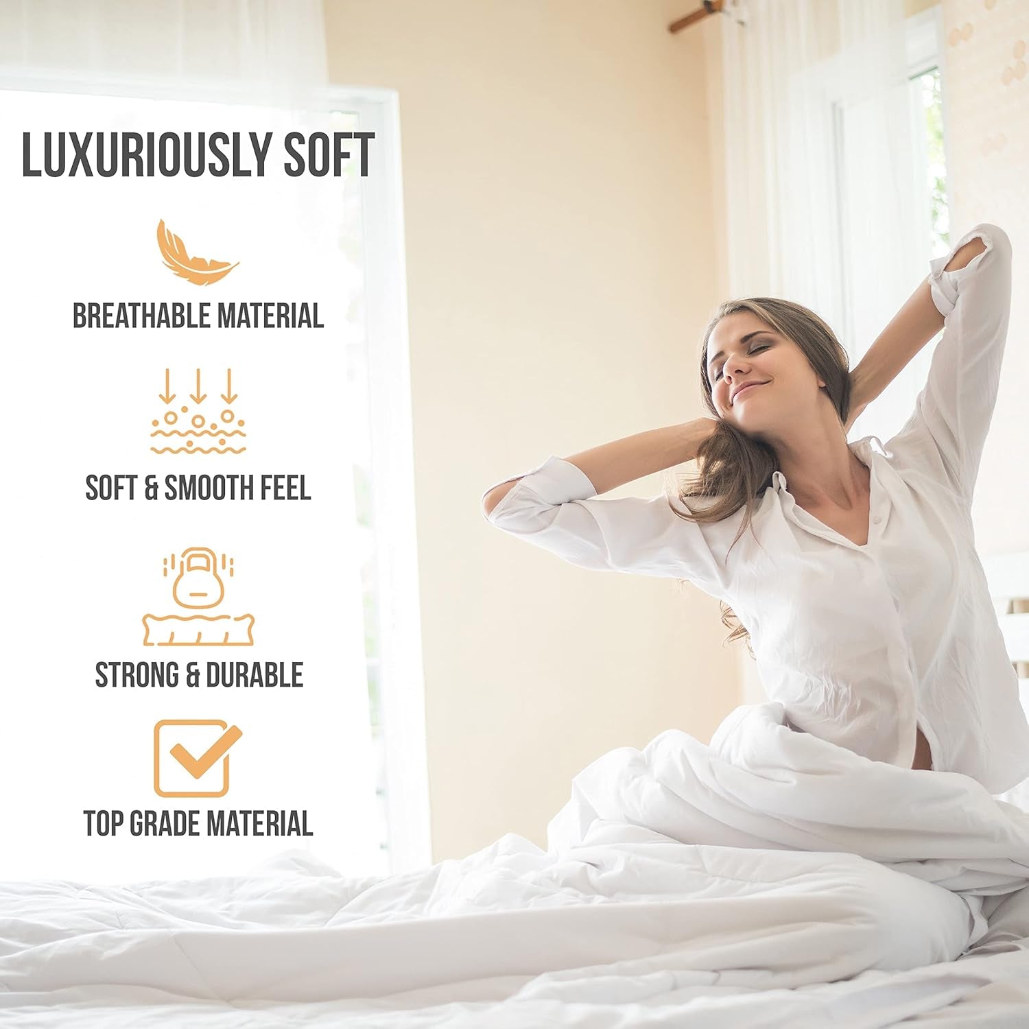 King Size Sheets Set Cooling - Luxury Hotel Sheets - Soft Bed Sheet with Elastic Corner Straps - Deep Pockets Microfiber Bedsheet - Bedding Sheet & Pillowcases - 4 Piece (King, White)