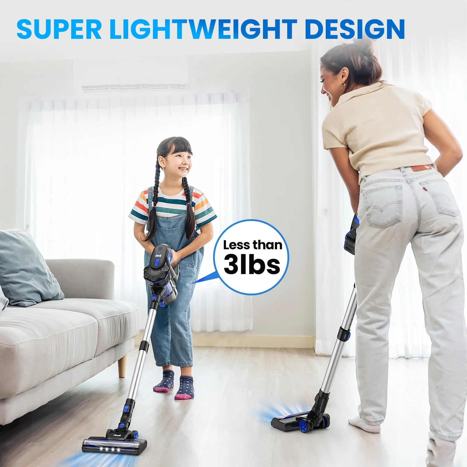 Cordless Vacuum Cleaners, 6-In-1 Lightweight Stick Vacuum for Hardwood Floor Carpet Pet Hair, V770