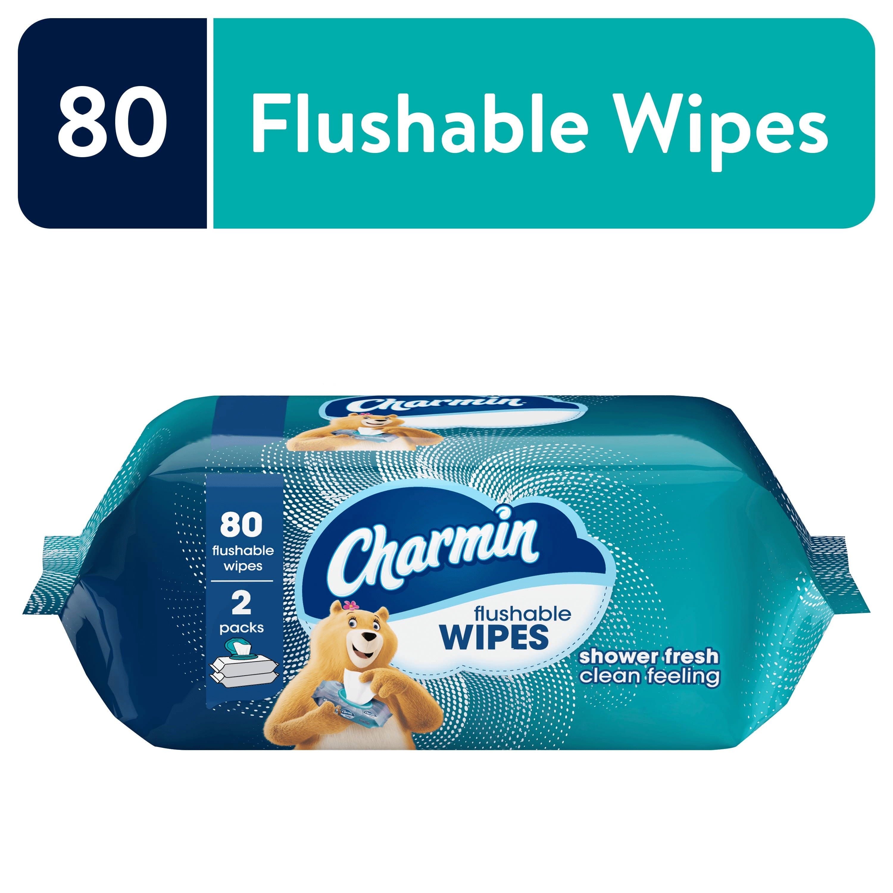 (6 Pack)  Flushable Wipes, 2 Flip-Top Packs, 40 Wipes per Pack, 80 Total Wipes