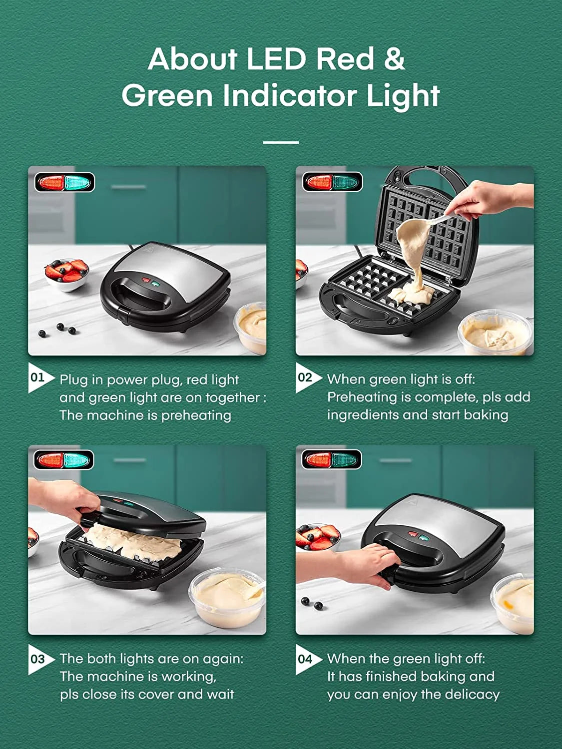3-In-1 , Waffle Maker, Panini Press with Removable Non-Stick Plates