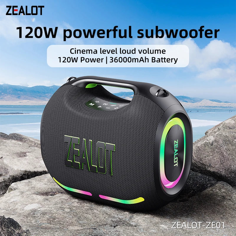 -Ze01 120W Big Power Portable Bluetooth Speaker Wireless TWS Subwoofer Bluetooth Speaker Waterproof Mobile HIFI Quality