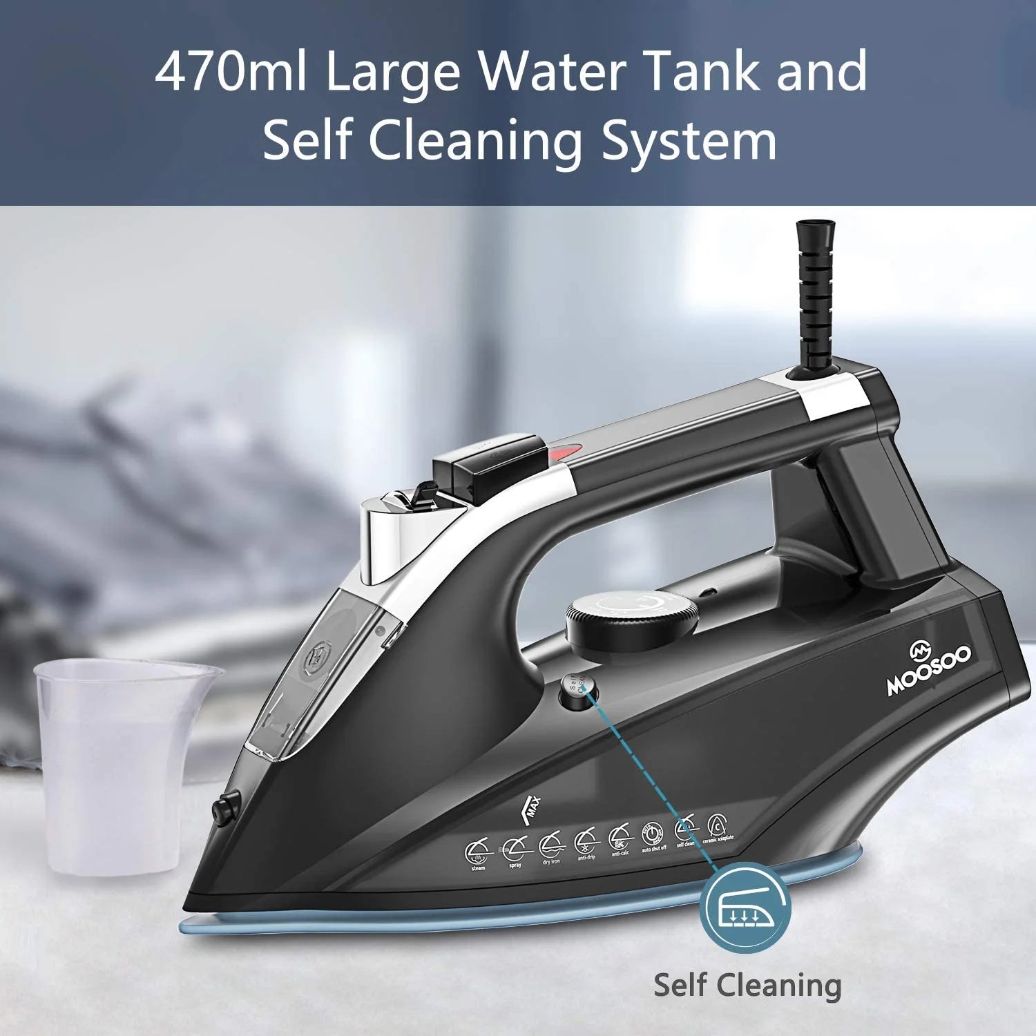 Steam Iron 1800W Dry Iron Lightweight Anti-Drip Iron with Auto-Off, ST1800
