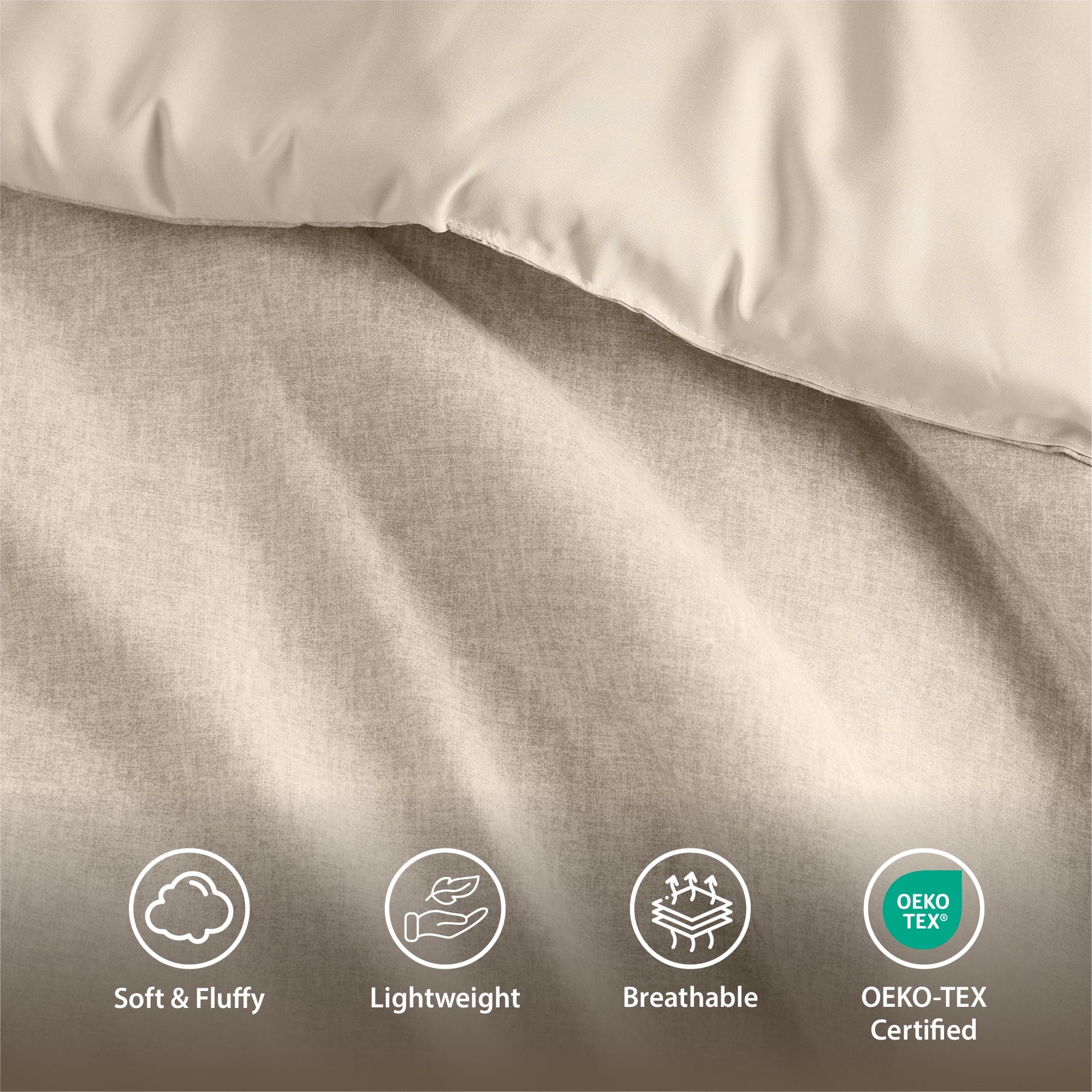 Full/Queen Comforter Sets, Reversible 3 Piece Extra Soft Bedding Set, Chambray Print Neutral Comforter Bed Set with Pillow Shams