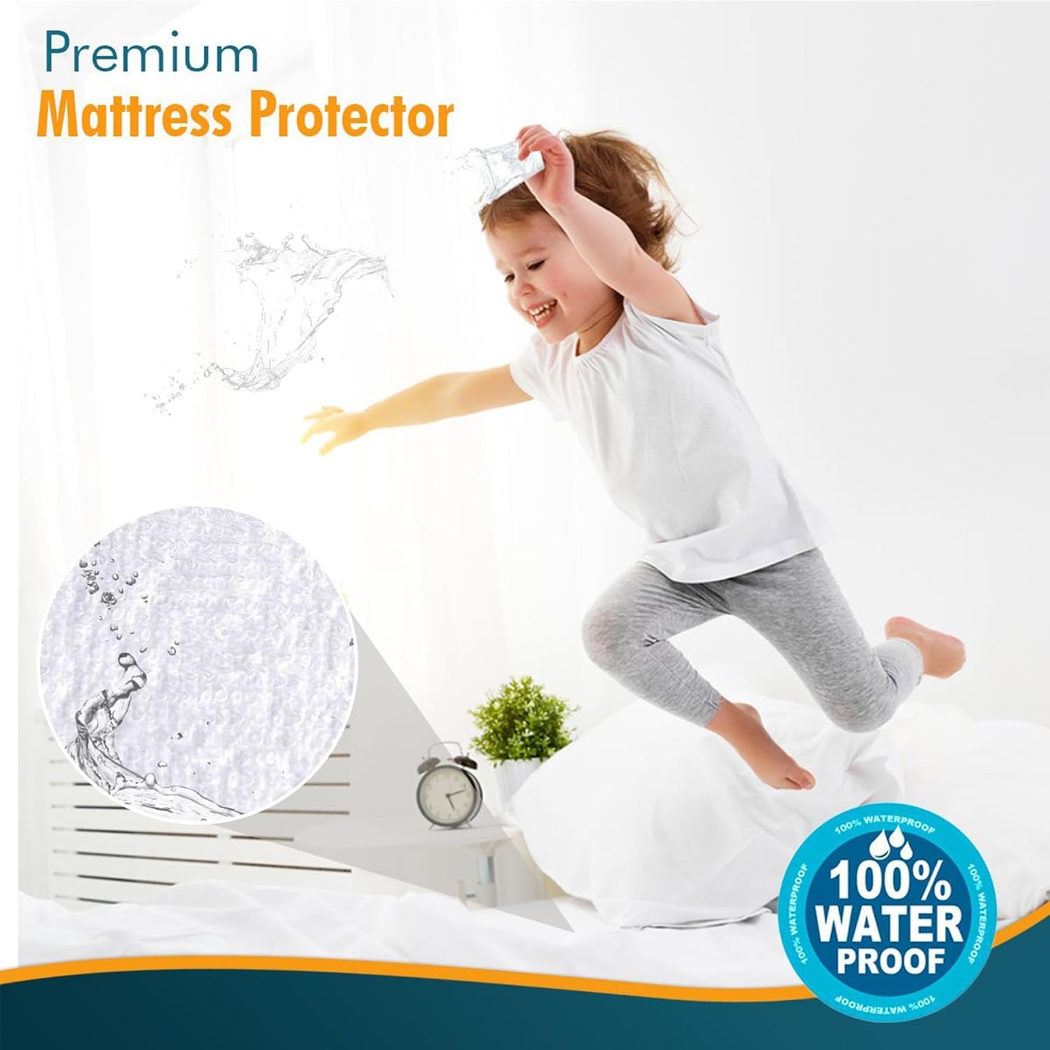 King Mattress Protector, Breathable Soft Terry Cotton Fitted Sheet Bed Cover with Deep Stretchable Pockets, 100% Waterproof, Noiseless, Hypoallergenic, Dust Mite Proof, 76"X80"X15"