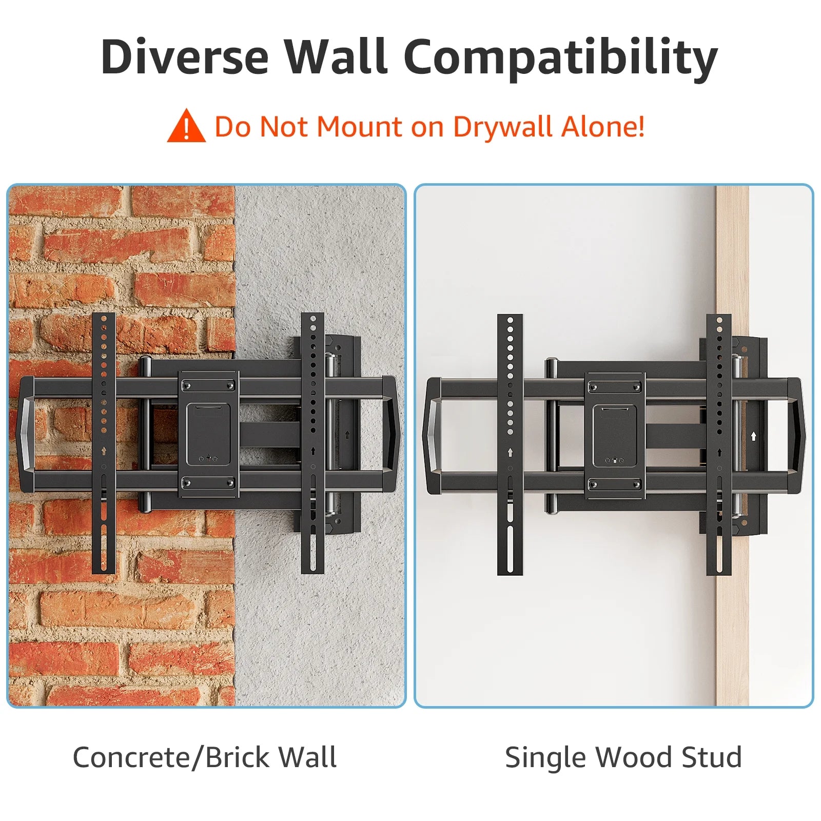Full Motion Long Arm TV Wall Mount for 42"-75" Tvs, Corner TV Mount with 37.9" Extension Arm, TV Bracket with Articulating Swivel Tilt Single Stud, Max 600X400Mm, up to 99 Lbs
