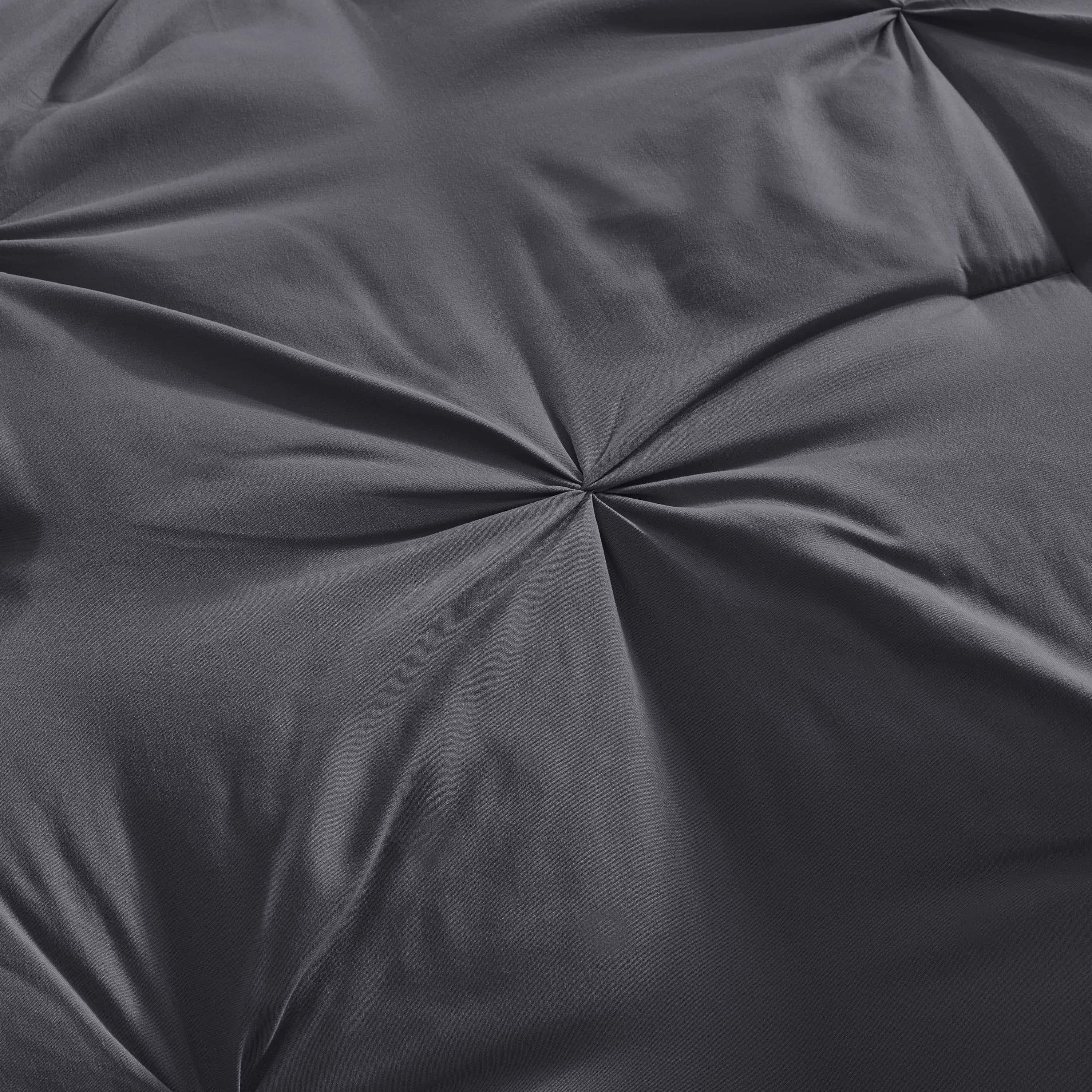 Virtu California King Comforter Set, Bed in a Bag 7 Pc Pleated Bedding Set, Dark Grey