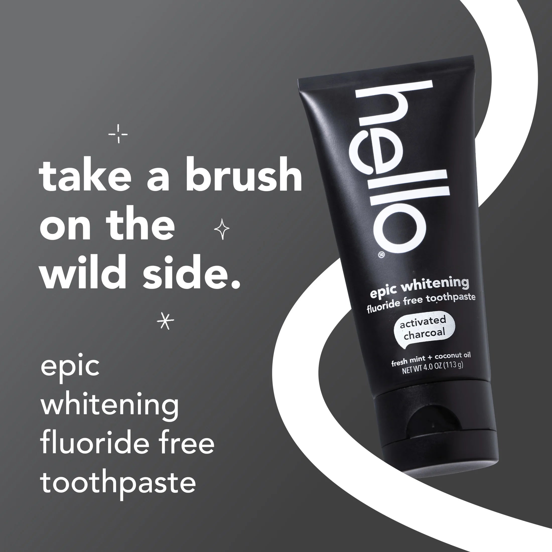 Epic Whitening Charcoal Fluoride Free Toothpaste, Fresh Mint, 4.0 Oz Tube