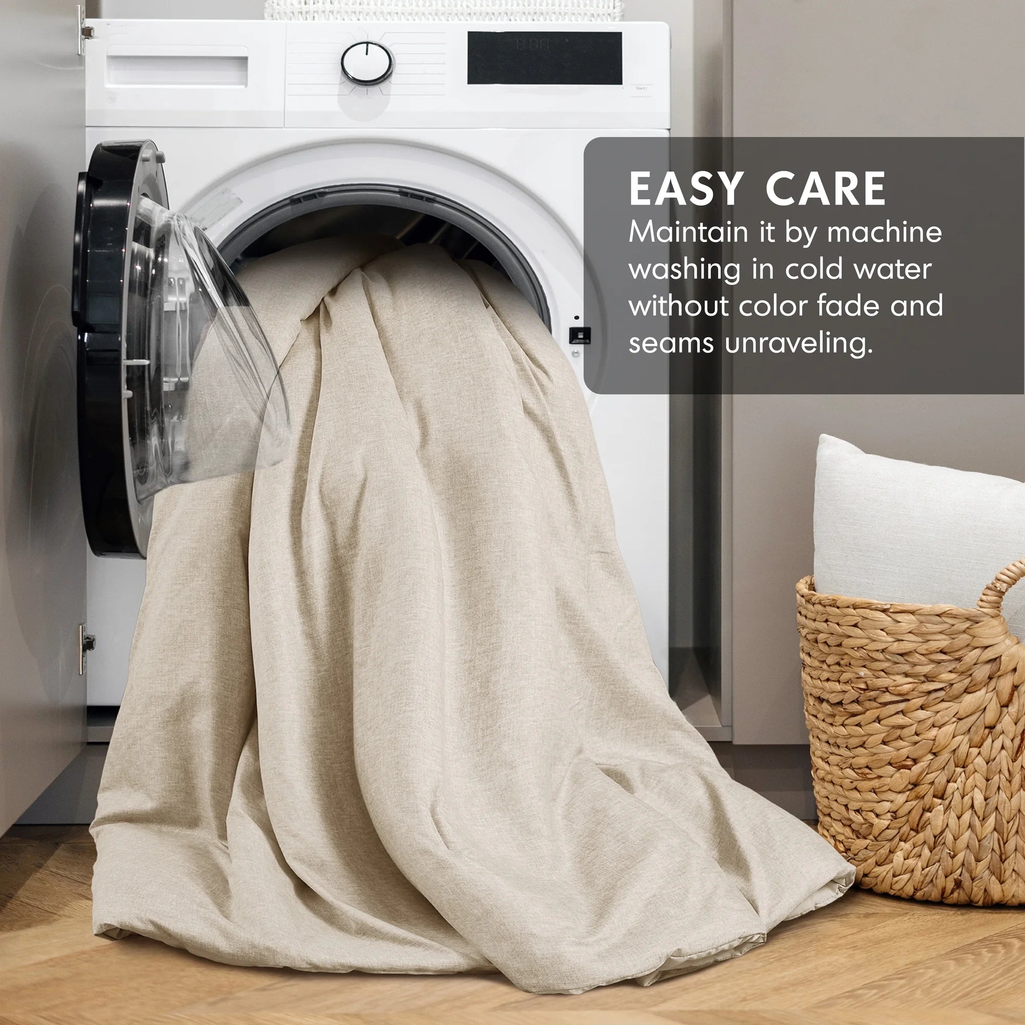 Full/Queen Comforter Sets, Reversible 3 Piece Extra Soft Bedding Set, Chambray Print Neutral Comforter Bed Set with Pillow Shams